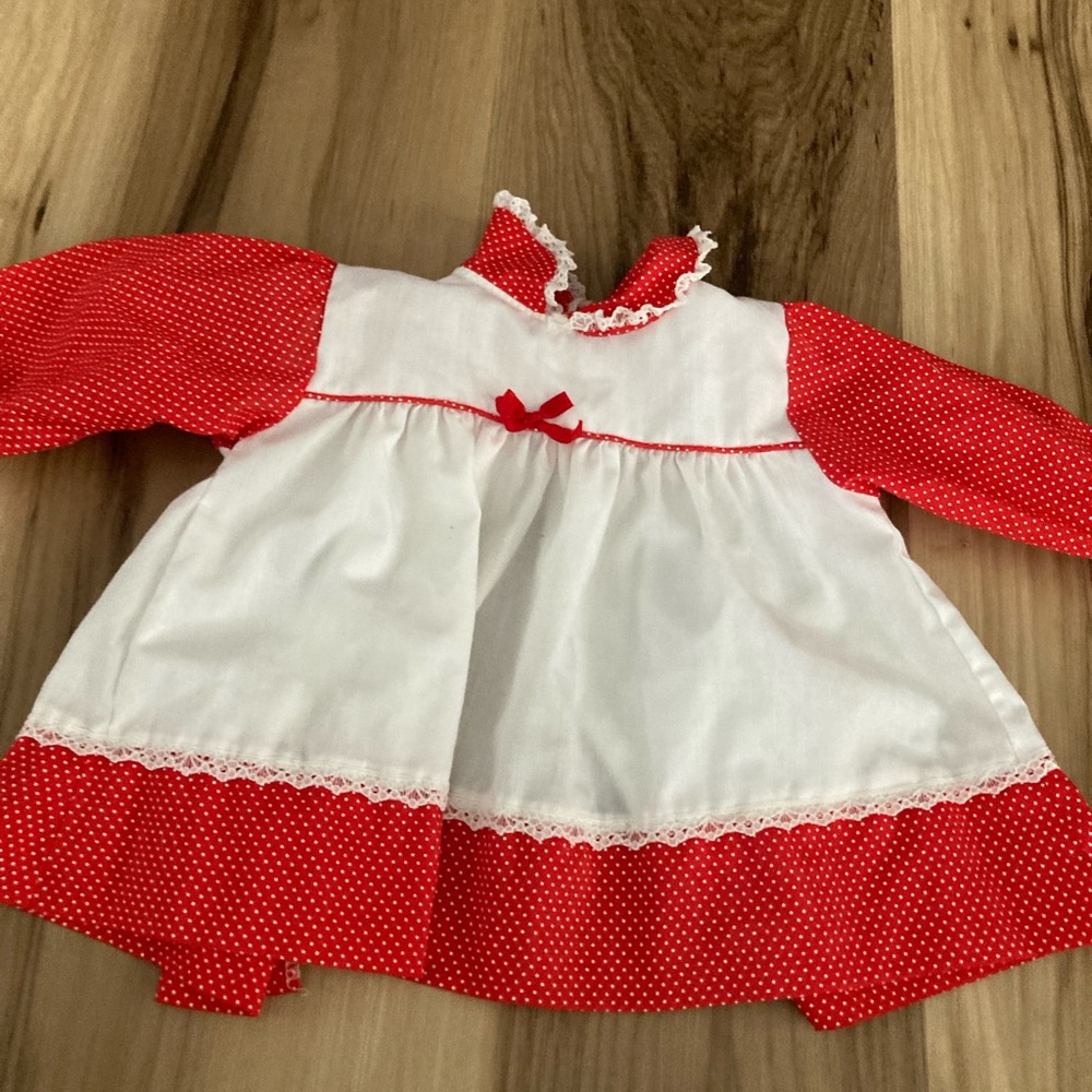 Vintage Alexis Baby Girls Dress 3 months Red White Polka Dot